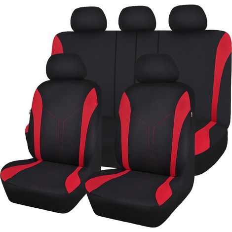 Universal Mode Maille Housses de siège de Voiture (Ensemble Complet, Noir Rouge) (1/5)
