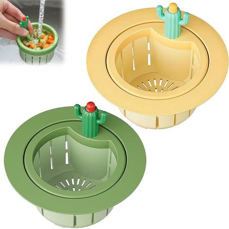 Panier d'égouttoir - Passoire d'évier - 2 pièces - Plastique - Filtre à déchets alimentaires - Forme cactus - Filtre d'évier - Panier d'égouttoir suspendu - Anti-obstruction - Apportez une touche de g (1/5)