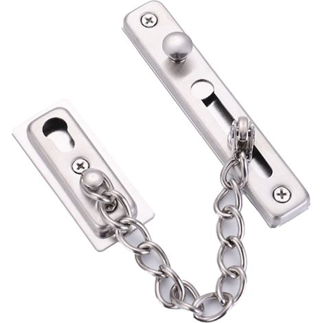1 Verrou de sécurité, Acier inoxydable brossé, Chaîne anti-effort, Serrure à ressort, Pour porte d'entrée (1/5)