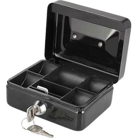 Coffre-fort miniature 25-26 pièces avec serrure, tirelire en métal, boîte de sécurité avec clé, robuste et portable pour collection de pièces. (1/4)
