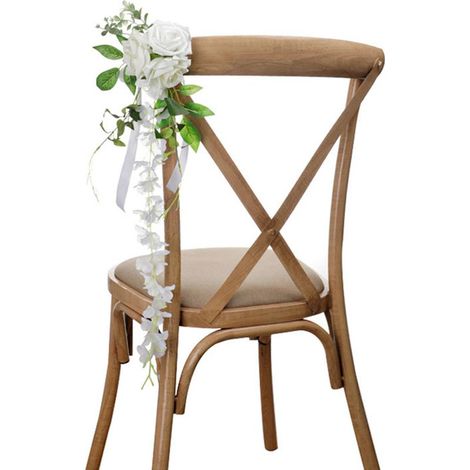 Wedding Chair Back Flower Elegant Artificial Flowers and Leaves Outdoor Wedding Aisle Decoration 68x13cm (1/2)