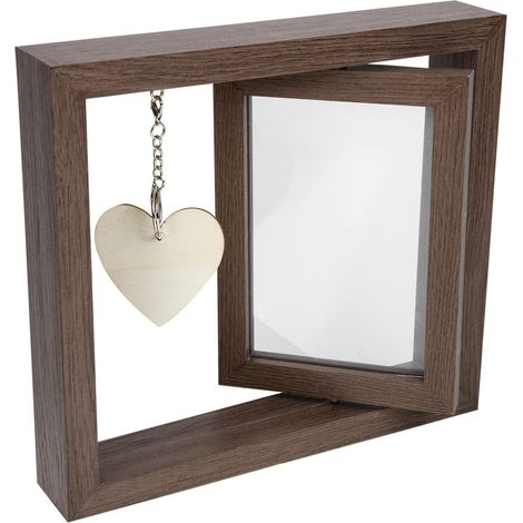 Cadre photo rotatif pour grand-père, cadre photo double face en bois avec rotation, décoration moderne et créative pour la maison ou le bureau, couleur noyer (1/5)