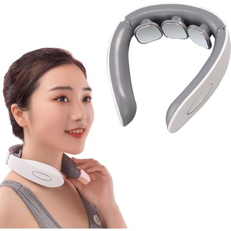 Masseur Cervical Portable, Chaleur 42°C, 5 Modes 9 Intensités, Appareil Massage Électrique Cou Nuque Épaules, pour Maison Bureau Voyage (1/5)