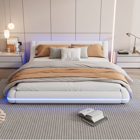 Letto matrimoniale con LED in PU 160x200 cm OKMYHOME (1/5)