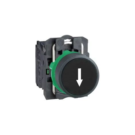 bouton-poussoir noir d=22 retour à ressort encastré noir flèche bas 1no - schneider electric xb5aa3351 (1/4)