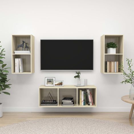 3-tlg. TV-Schrank-Set Sonoma-Eiche Holzwerkstoff