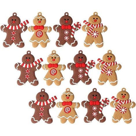 Pendentifs de Noël en forme de bonhomme en pain d'épice, parfaits pour le bricolage et les décorations de Noël, lot de 12 (1/5)