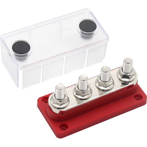 300A Stromverteilerblock, 4x3/8 Sammelschiene, 48V DC Sammelschienenkasten mit transparentem Deckel. (1/5)