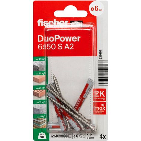 Tasselli Duopower 6x50 S A2 4 pz. FISCHER 537670 (1/5)