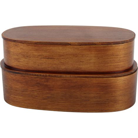 Boîte Repas Bento en Bois Style Japonais pour Étudiants et Professionnels, 19x10x9.5cm, Peint