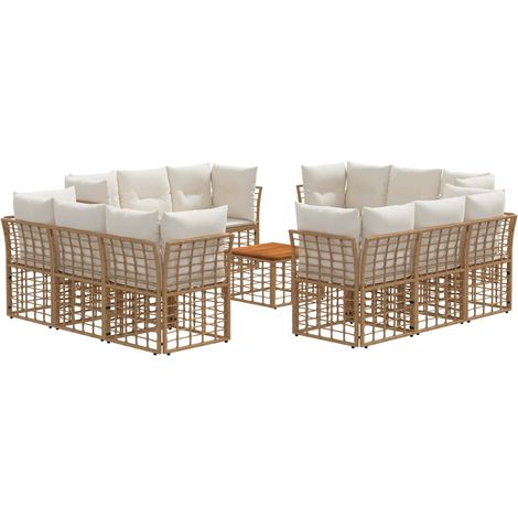 Set di divani da esterno 13 pcs Naturale e Bianco Crema vidaXL