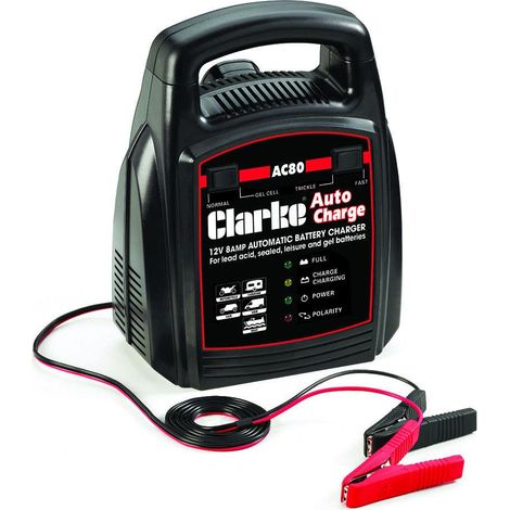CLARKE AUTOMATIC BATTERY CHARGER 8A AMP 12V CAR VAN VEHICLE BOOSTER 120AH AC80