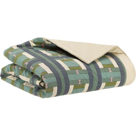 Plaid Imprimé à Carreaux Gris Vert Couverture Douce pour Canapé, Lit et Fauteuil 135 x 200 cm - PANGIVO (1/2)