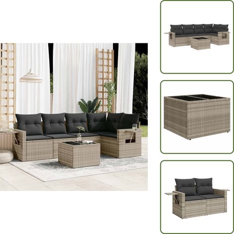 Salon de jardin 6 pcs avec coussins gris clair résine tressée - Ensemble De Canapés De Jardin - Ensembles De Canapés De Jardin - Ensemble De Canapés D'extérieur - Ensemble De Canapés De Patio (1/5)