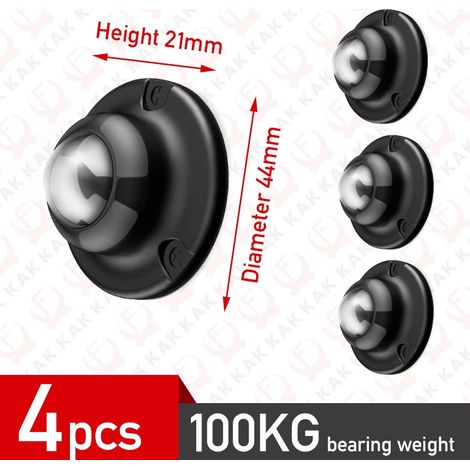 (4 noires) Roulettes auto-adhésives, roues pivotantes en acier inoxydable, rotation à 360°. (1/5)