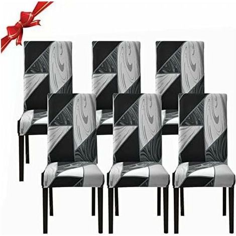 Housse de Chaise Salle à Manger Extensible 6 Pièces,Housse de Chaise Universelle Lavables,Couverture de Chaise Facile à Nettoyer pour Décor Salle à Manger Hôtel Restaurant(Noire,par 6)