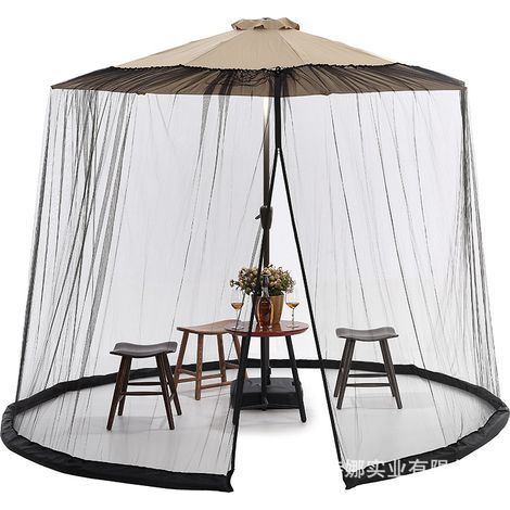 Terrace mosquito net, suitable for double-door Roman parasols with a diameter of 380 to 400 cm and a height of 230 cm. (1/5)