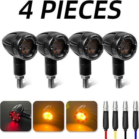 Convient aux clignotants LED mini bullet 2/4 pouces, pour motos et vélos, feux de signalisation orange, compatible avec Harley-Davidson et Honda, lot de 4 (1/2)