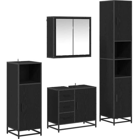 Maison Exclusive - Badezimmermöbel-Set 4 pcs Schwarz Eichen-Optik
