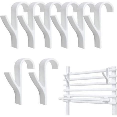 Lot de 8 Crochet pour Radiateurs, Porte serviette salle de bain, Radiateur Sèche-serviettes, crochet porte serviette pour radiateur, crochet seche serviette (Blanc) (1/5)