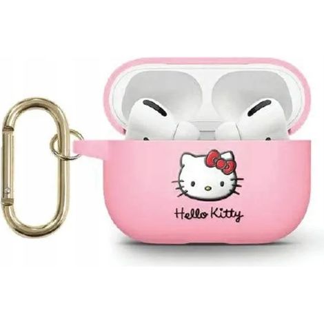 Hello Kitty HKA33DKHSP AirPods 3 Hülle, rosa/rosa, Silikon, 3D-Katzenkopf (1/3)