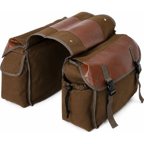 Borsa doppia impermeabile per bicicletta, robusta borsa per e-bike in tela, ampie borse laterali con fondo rinforzato per portapacchi e bici da città, resistenti (1/5)