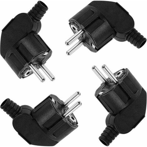 Prise électrique mâle 250V 16A, 4 pièces, prise d'angle, mise à la terre, Protection de prise électrique, noir (1/5)