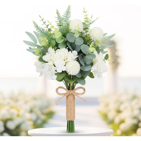 55 pcs Artificielles d'Eucalyptus et d'Hortensias Blanc - Décorations Florales pour Mariage, Bouquet de Mariée, Centrepiece DIY, Décoration de Table, Décoration d'Intérieur et Fête (1/5)