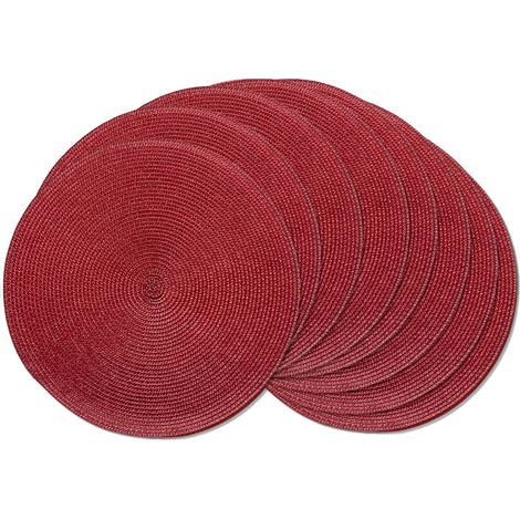Lot de 8 sets de table ronds tressés, résistants à la chaleur, lavables, antidérapants pour table de salle à manger, cuisine et décoration d'intérieur (rouge bordeaux, 8)'Rouge Bordeaux 8'Rouge Bordea (1/5)