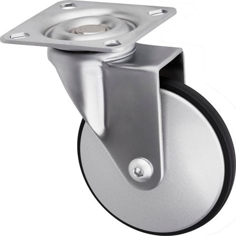 SO-TECH Design-Möbelrolle LINDAU (Ø 50 mm, 30 kg Tragkraft pro Rolle, mit Montageplatte, silbergrau)