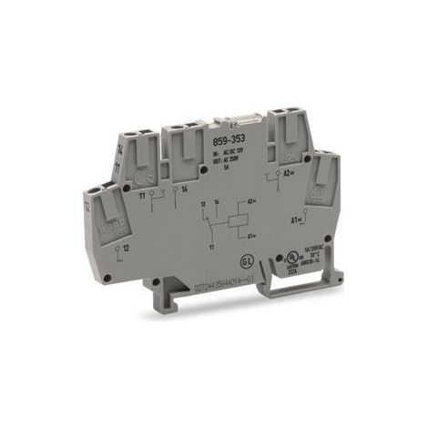 Wago 859 354 relé gris compacto para riel DIN