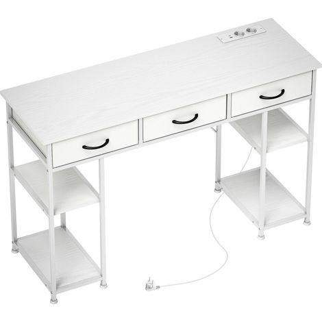 Schreibtisch mit Ladestation, Schubladen und Regalen