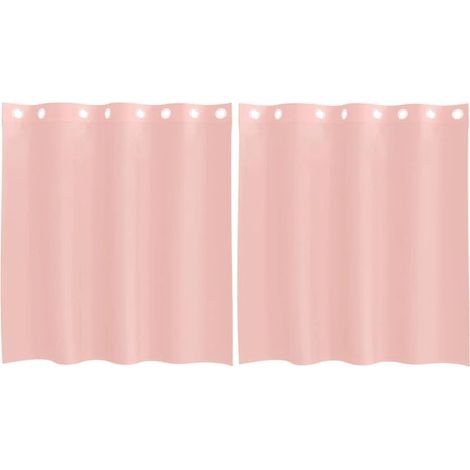 Voilages à œillets, deux pièces, roses, 140 x 140 cm