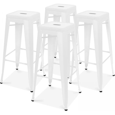 Lot 4 tabourets de bar en métal blanc mat (1/5)