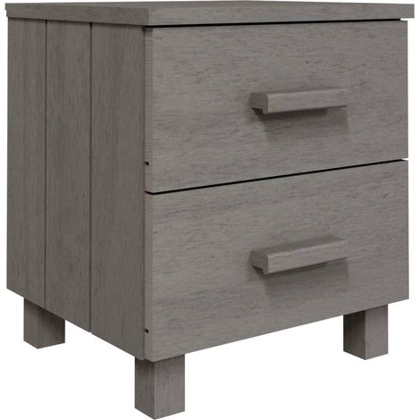 Mesita de noche con dos cajones 40 x 35 x 44,5 cm madera pino gris DEC034073