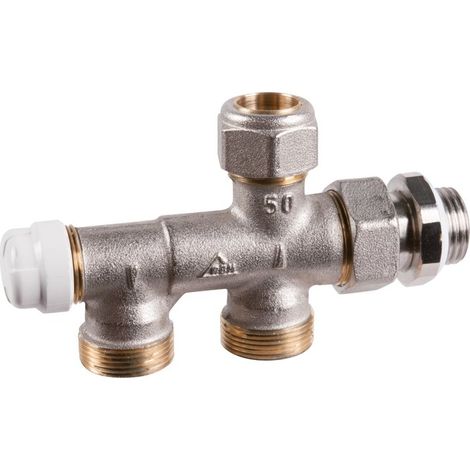 RBM – Robinet de dérivation 1/2' – Raccord pour tube acier 15 mm – Manette 1/4 pour usage professionnel – Étanchéité renforcée
