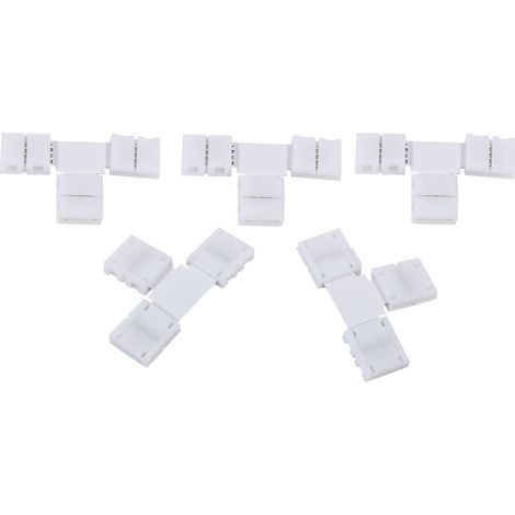 Connecteurs 4 broches sans soudure pour bande LED RGB 5050 10mm, lot de 5 adaptateurs en forme de T (1/5)