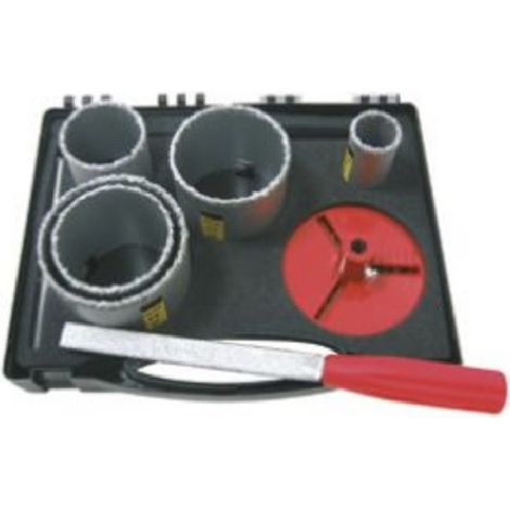 5 TREPANS CONCRETION HM D33/53/63/67/73 + ACCESS. COFFRET - 020055 - LEMAN