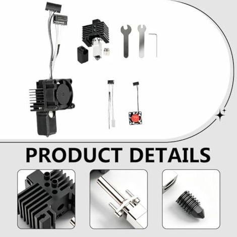 Kit Hotend avec ventilateur, pièce chauffante, sonde de température pour imprimante 3D Bambu Lab P1P/P1S, série P1, kit Hotend entièrement en métal, buse en acier trempé de 0,4 mm, puissance thermique (1/3)