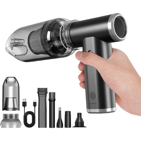 Souffleur à Air Comprimé – Mini Souffleur Ventilateur Turbo Sans Fil à 120000 tr/min, Souffleur Électrique Sèche-Jet pour Nettoyage de Clavier et PC, Adapté à la Maison et à la Voiture (Noir-Gris) (1/5)