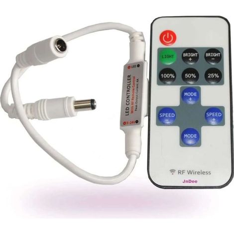 Mini variateur pour rubans LED avec télécommande en radio fréquence 12/24V 6A 144W Marche Arrêt Régulateur Connecteur Contrôleur Domotique Eclairage Lumière Maison Chambre Salon (1/2)