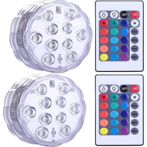Lumières LED submersibles étanches pour jacuzzis, spas, bassins  lumières LED sous-marines avec 2 télécommandes pour socles de vases, aquariums, fêtes, Halloween et décorations intérieures.
