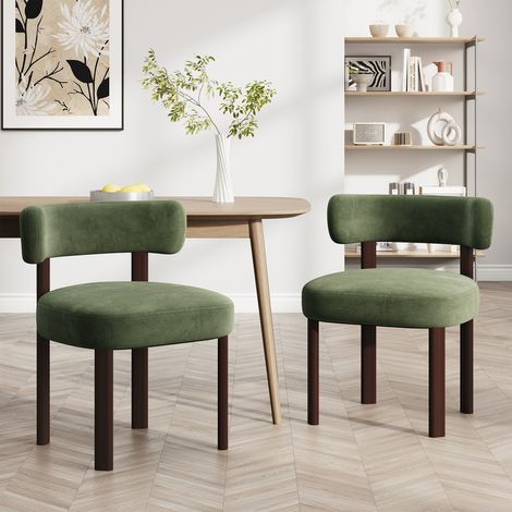 COLAMY Sedia DCW19-GN-FB - Set da 2 sedie da pranzo in legno massello – design essenziale e accogliente - verde