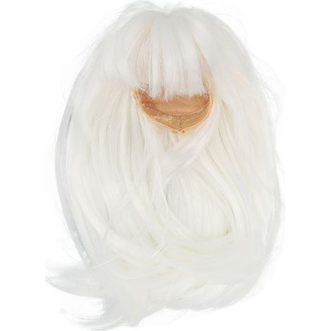 Peluca para muñeca a escala 1/6, larga y lisa, hecha de seda resistente al calor, blanca.