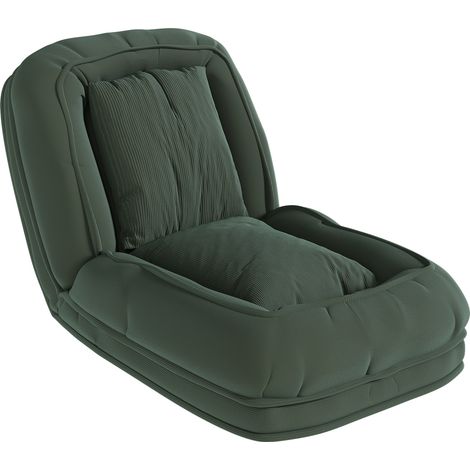 Sofá cama plegable ergonómico 5 posiciones 180x90 cm con 2 cojines verde HOMVRA (1/5)