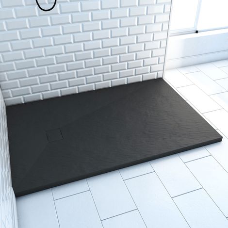 Piatto Doccia compositi SMC - Finitura in ardesia nera - 90x140cm - Rock 2 Black 90