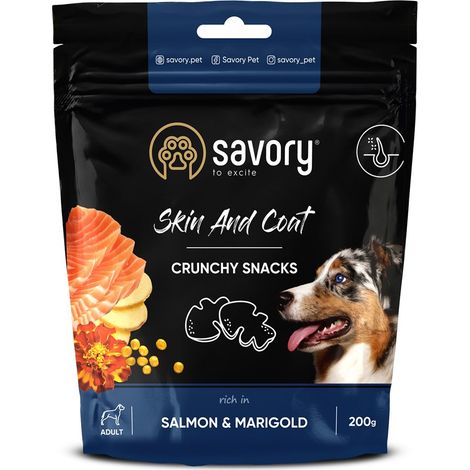 Golosina sabrosa para perros adultos, sabor salmón y piel de caléndula, 200 g (1/5)