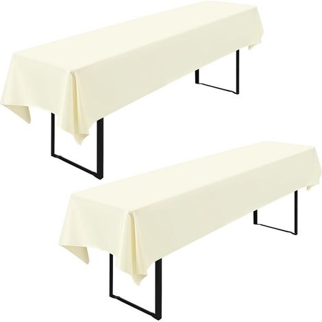 2er-Set Bierzelttischdecken 260x110 cm Beige Polyester, waschbar