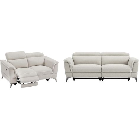 Divano 3 posti e 2 posti relax elettrico in Tessuto Beige - MACARI (1/5)