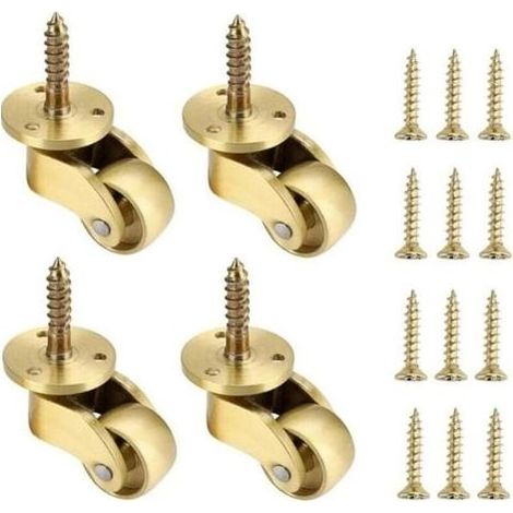 pair 4pcs Roulettes de Meubles universelles en Laiton,roulettes en Laiton Massif,roulettes pivotantes rotatives à 360 degrés,capacité de Charge 75 kg,vis incluses (1/5)